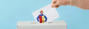 A voter voting for a clown.