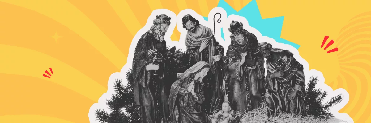 TUUMT Banner for Christmas episode 2025. A nativity scene.
