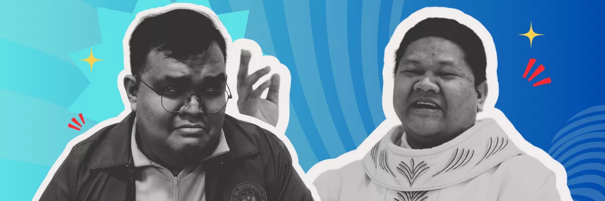 TUUMT Ep. 77 banner: Russel (left) and Lennon (right). Light talks episode after the Christology mini-series