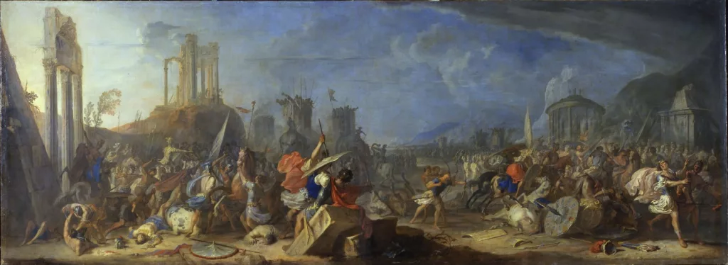 Battle of Jericho painting by Johann Heinrich Schönfeld (ca. 1684)