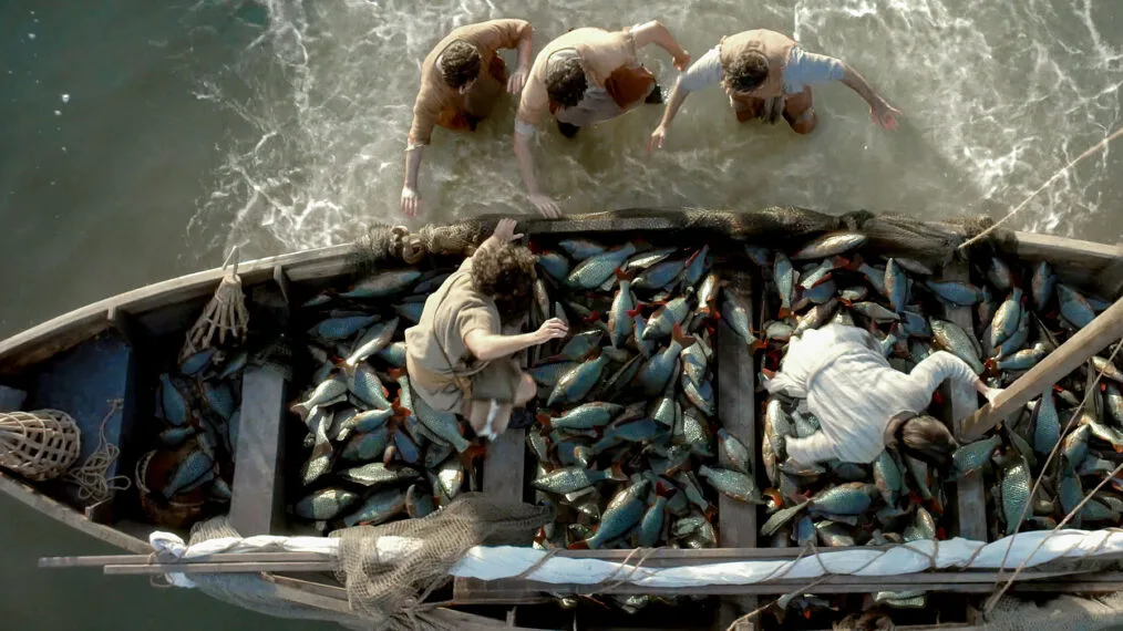 The miracle of the great catch. A scene from The Chosen.